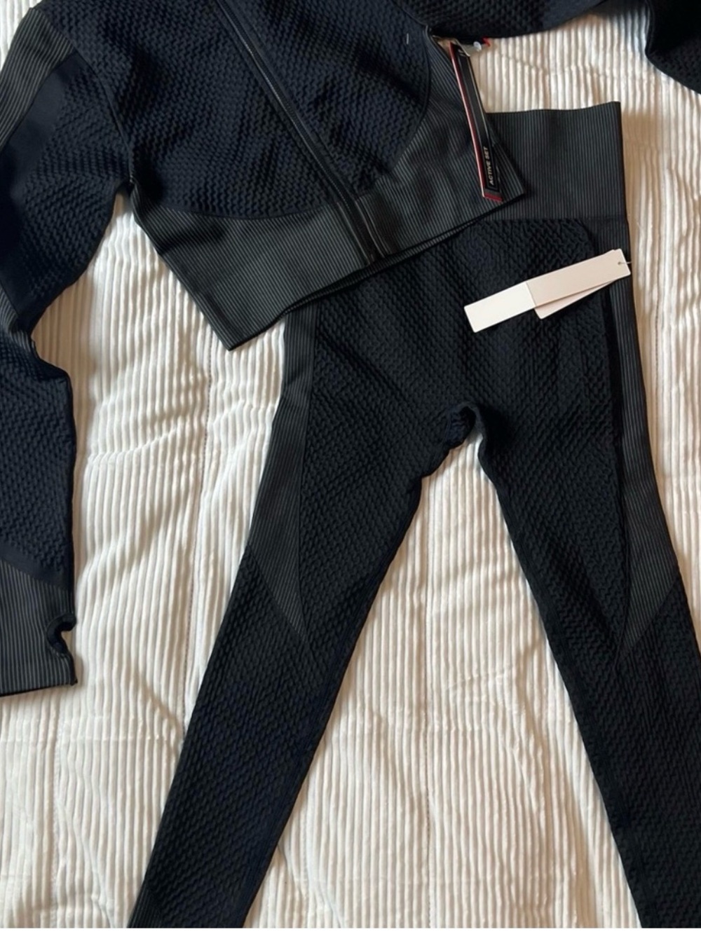 New Mix Black Textured Active Set - Jacket & Leggings NWT